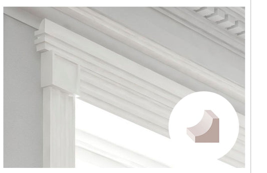 Classic White Crown Molding with Decorative Casing - Elegant Finish